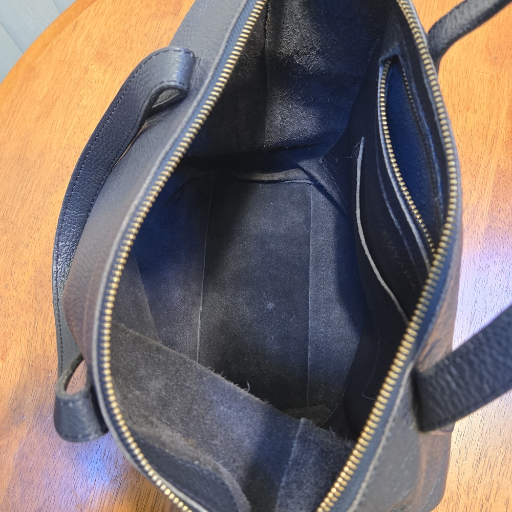 Cuyana Navy Leather Suede Small Tote Bag without Removable Strap - Picture 12 of 16